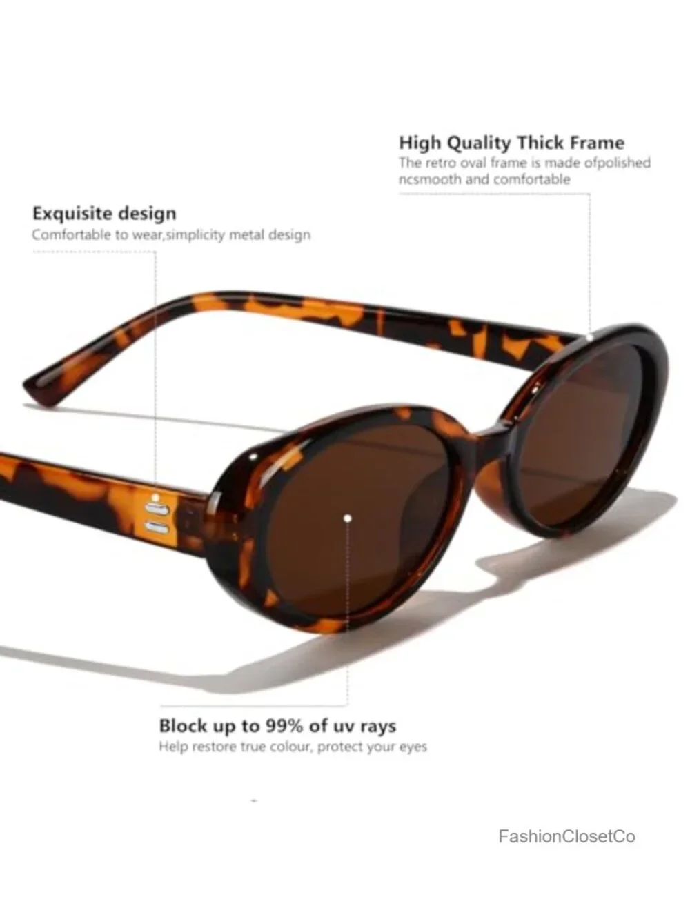 Oval Sunglasses Retro 90s Style UV400 Protection Polycarbonate